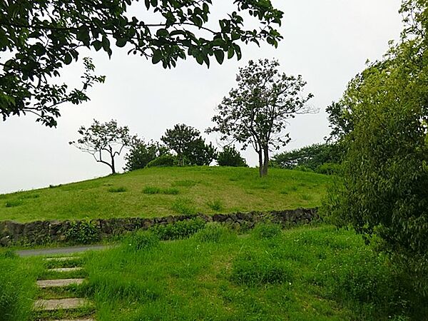 中川八幡山公園　350m　小高い丘の上にある公園で、頂上部からは港北ニュータウンを一望する開放感ある眺めが楽しめます。