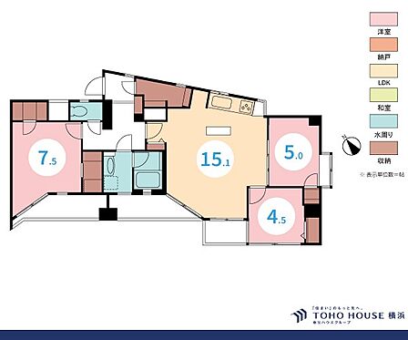 3LDK、専有面積77.60m2
