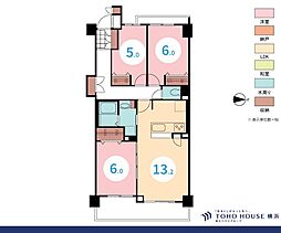 モリスガーデンヒルズ井土ヶ谷 3LDKの間取図画像