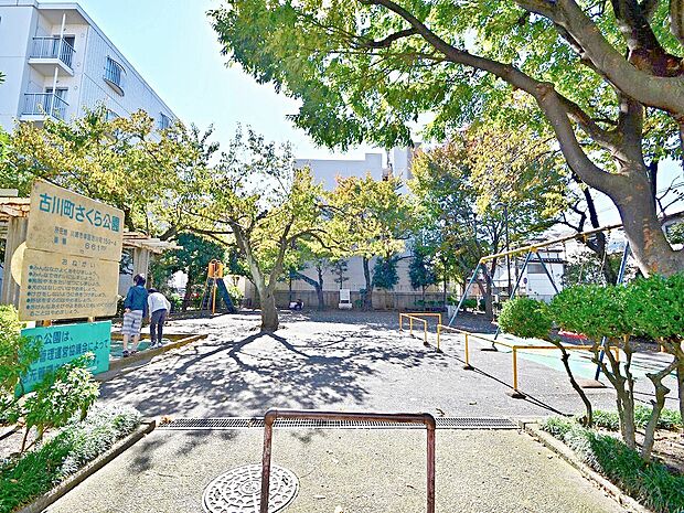 古川町さくら公園 700m 住宅街に存する小さな公園ですが、滑り台、ブランコ、ベンチ、お砂場など、一通りのものは揃っています。