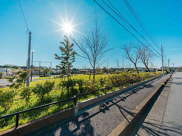 矢沢なかよし公園　300m　広々とした芝生や花が綺麗に整備された公園です。
