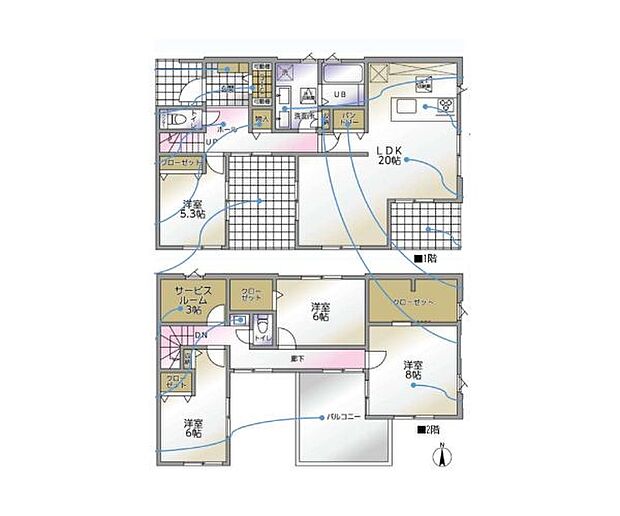 4SLDK　土地面積223.28m2　建物面積124.74m2