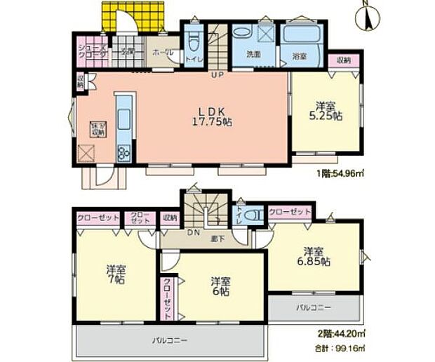 4LDK 建物面積99.16m2 土地面積155.39m2