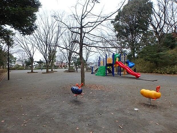 泉天ケ谷公園 350m 公園の真ん中に小高い山があり、その山を挟むように南北にそれぞれ広場があります。