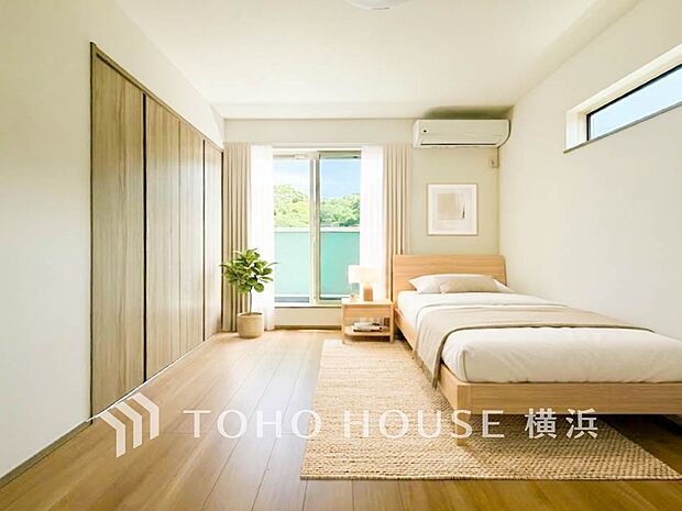 一日の疲れをいやしてくれる寝室。※生成AIによるイメージです。家具・小物は販売価格に含まれません。