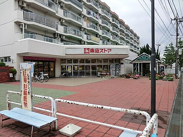東急ストア東林間店　1100m　東林間駅東口より徒歩2分の駅前スーパー。パンやさんやお花屋さん等が入っています。   