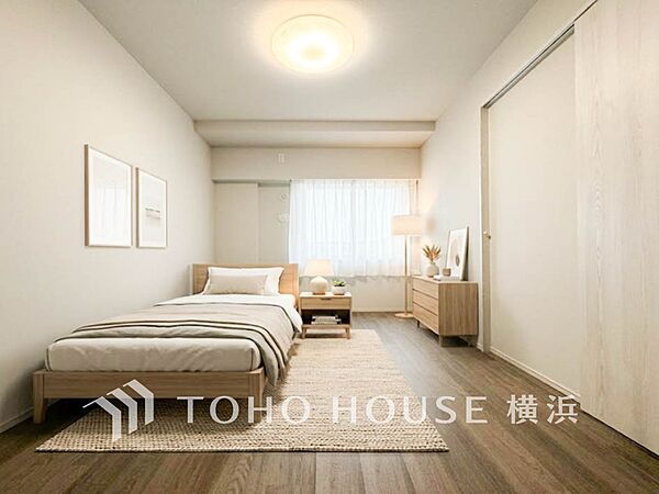 一日の疲れをいやしてくれる寝室。※生成AIによるイメージです。家具・小物は販売価格に含まれません。