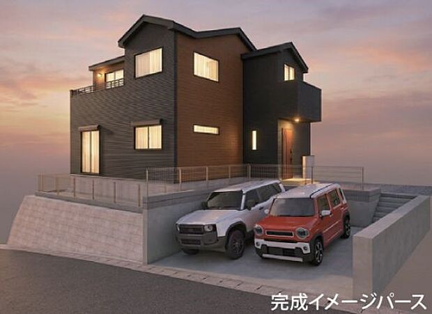 訪れる人の記憶に残るスタイリッシュな邸宅。（パースはイメージのため実際と色柄が異なる場合があります）