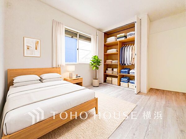 一日の疲れをいやしてくれる寝室。※生成AIによるイメージです。家具・小物は販売価格に含まれません。