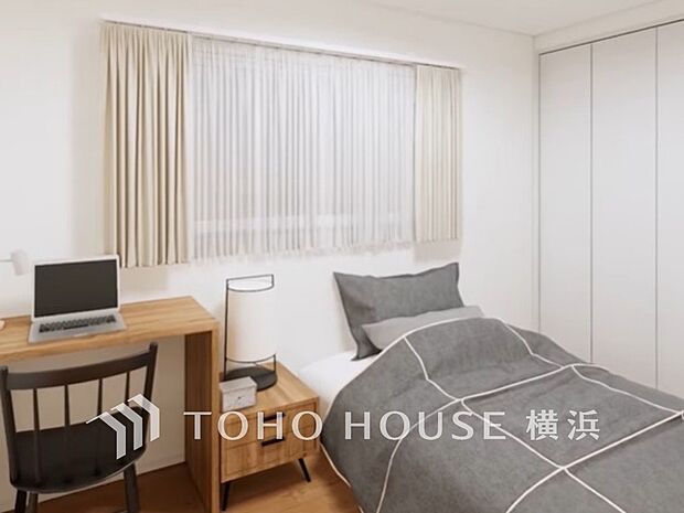 洋室。(パースはイメージのため実際と色柄が異なる場合があります)