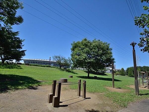 新横浜駅前公園　800m　川沿いに整備されていて、樹木や花壇が整えられていて、散策をするのに気持ちのいいスポットです。