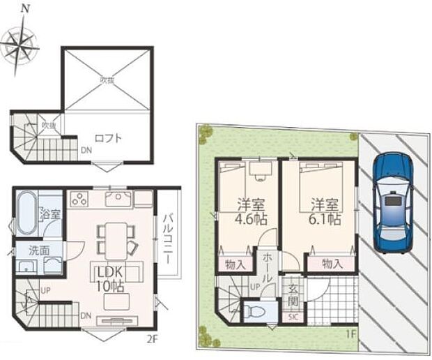 2LDK 建物面積51.12m2 土地面積62.89m2