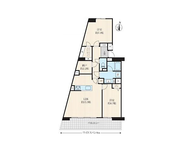 2SLDK、専有面積75.47m2