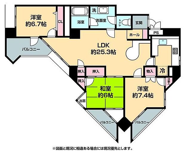 スカイメゾンリバーシャイン82(3LDK) 3階の間取り