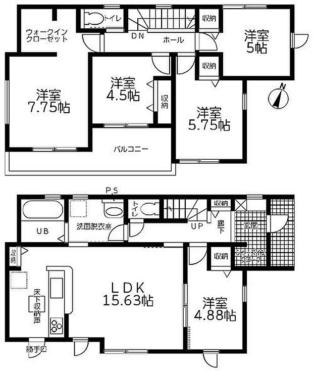 部屋数豊富な5LDK間取り！