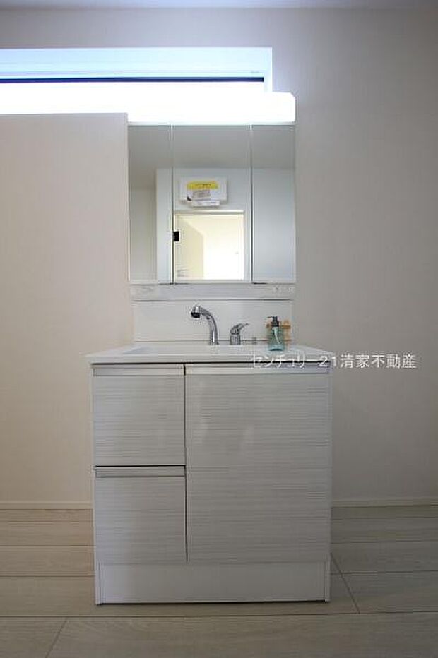 1号棟：ワイドな鏡を備えた洗面化粧台(2026年01月撮影)