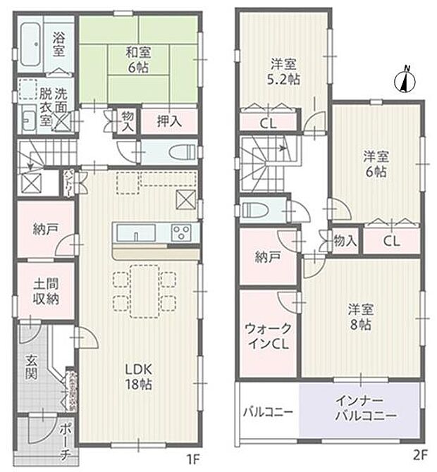 全室2面採光の明るい室内!