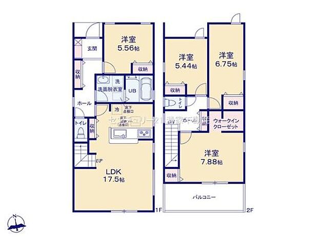 全室2面採光の明るい室内！