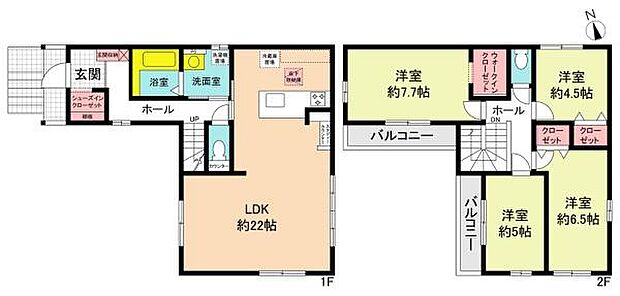 LDK約22帖のゆったり間取り