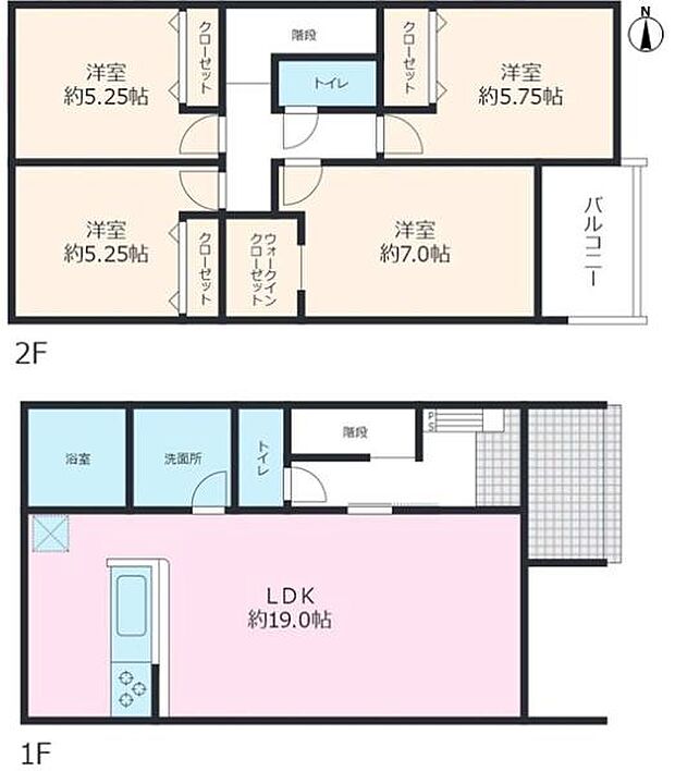 LDK広々約19帖の間取り