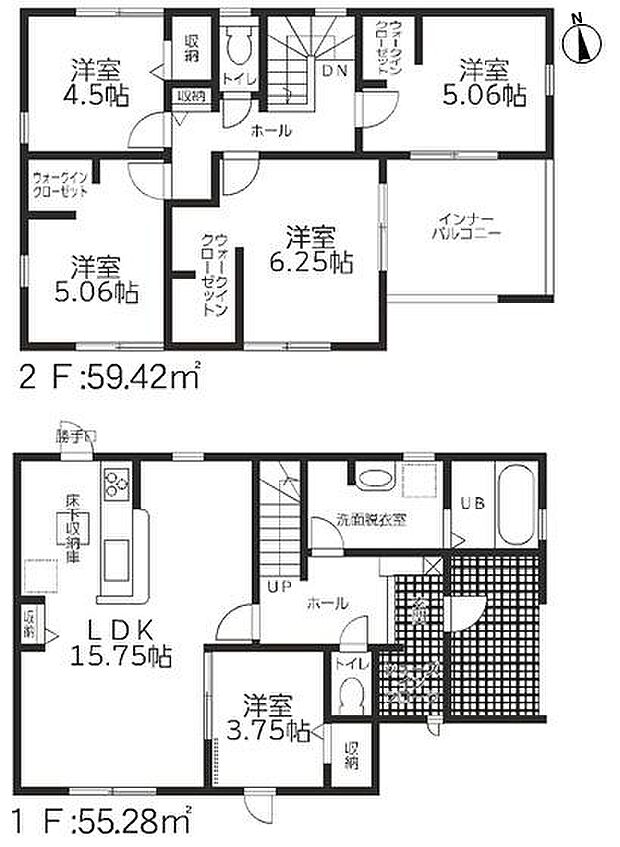 部屋数豊富な5LDK間取り