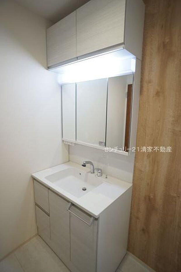 2号棟：ワイドな鏡を備えた洗面化粧台(2026年01月撮影)