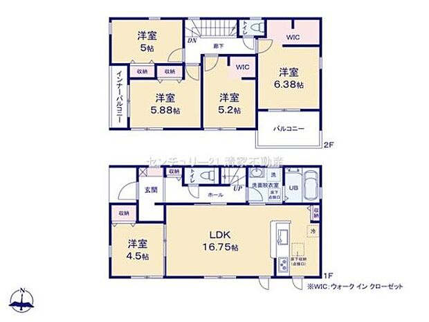 部屋数豊富な5LDK間取り