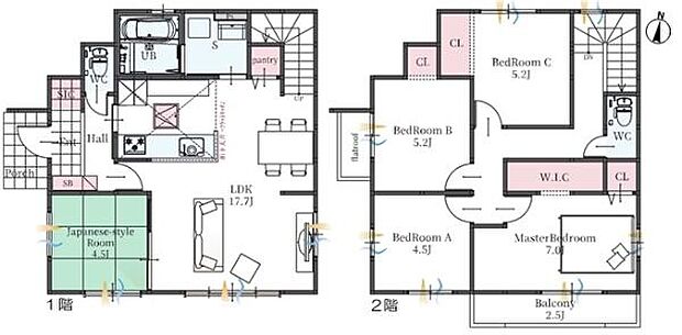部屋数豊富な5LDK間取り