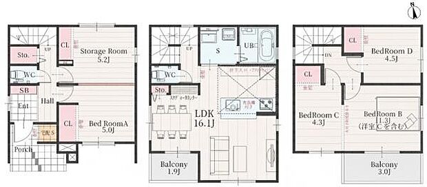 4SLDKの3階建て！