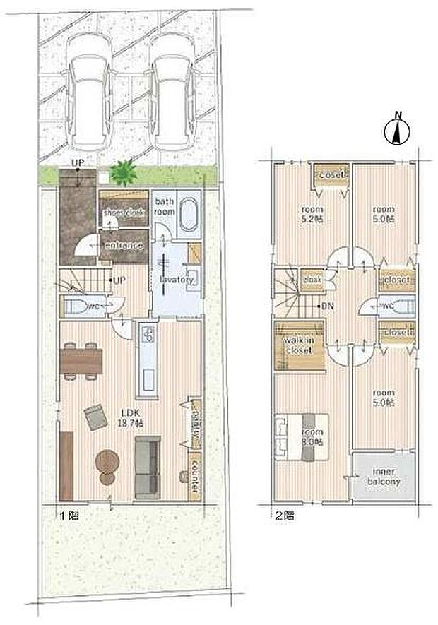 全居室収納付きでスッキリ片付く住まい