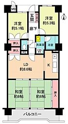 シャトー浅山 4LDKの間取図画像