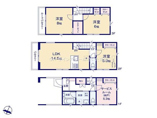 14.5帖LDK！リビング階段を採用しコミュニケーションが弾む間取り！全居室収納・廊下収納を設置し収納に困りません！雨風から愛車を守るビルドインガレージ！