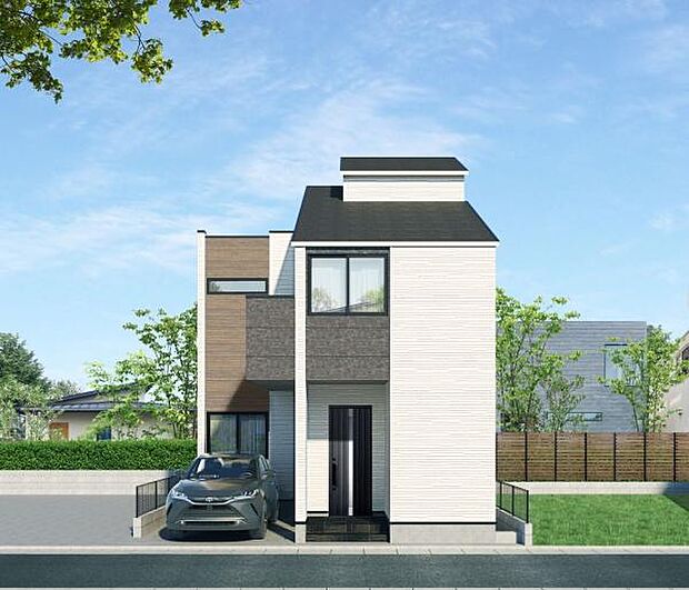 （外観パース）2026年4月完成予定！ZEH水準省エネ住宅仕様！LDK18.25帖の4LDK！広々としたスカイデッキ9.5帖！