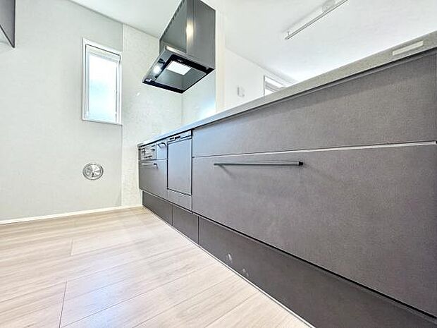 人気の対面式キッチンはリビング、ダイニングを一望できます！キッチンは作業スペースも広々、収納にも困りません！