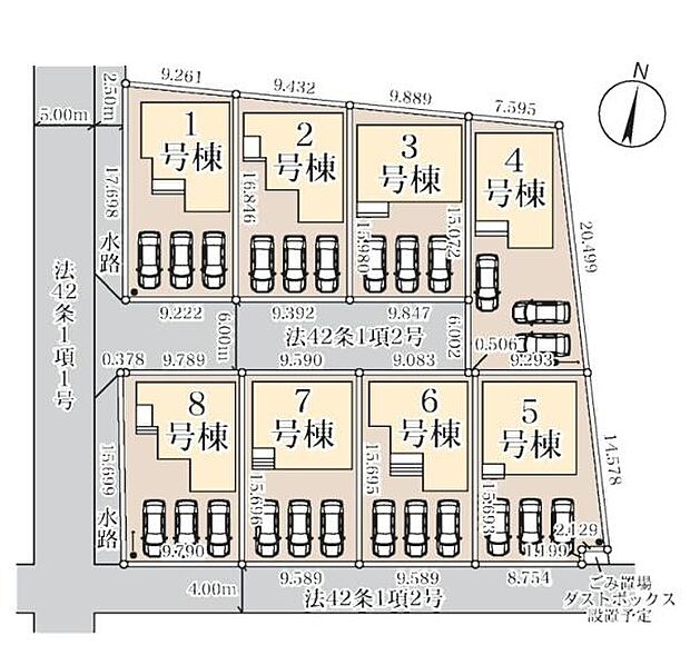 〜全体区画図〜全8棟の分譲住宅！こちらは1号棟のご紹介です！
