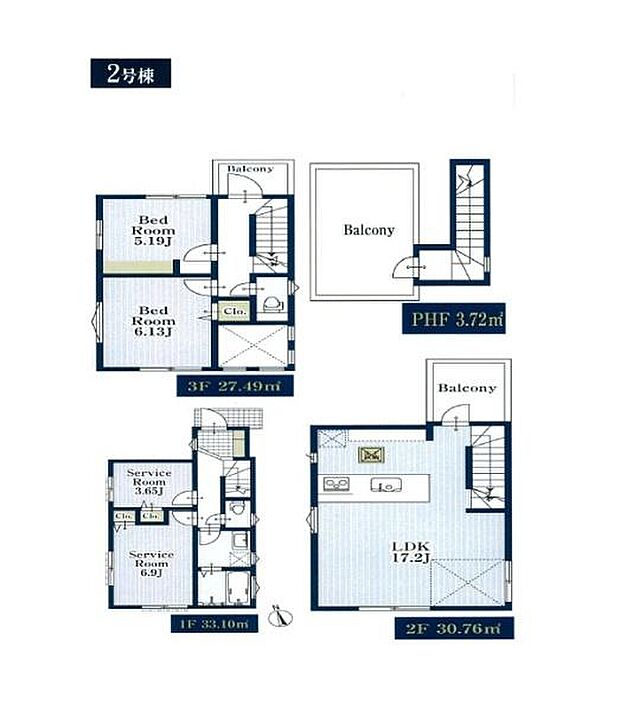 LDKは広々17帖超!プライバシー性の高い2階LDK!第二のリビング「ルーフバルコニー」のあるプラン!