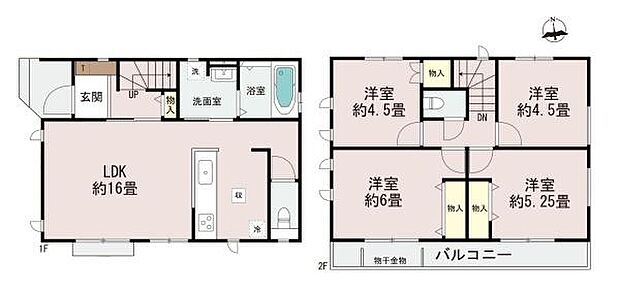4LDK/LDK広々16帖・洋間6帖+5.25帖+4.5帖+4.5帖