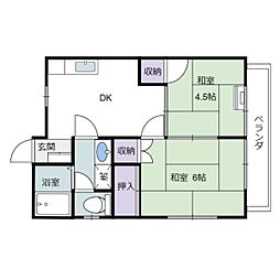 グリーンハイツ大池7 2DKの間取図画像
