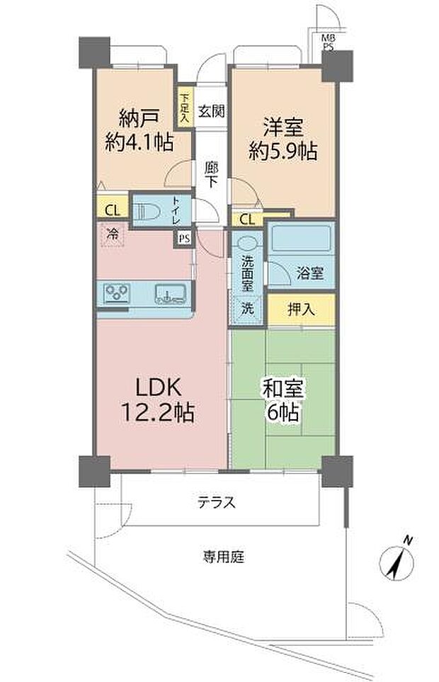 ライオンズマンション川口南(2SLDK) 1階の間取り