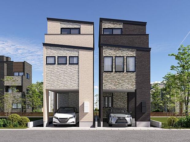 （外観パース）全2棟！LDK14帖の3LDK！最新設備完備！