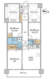 ライオンズヒルズ東浦和 3LDKの間取り