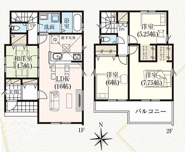 約16帖の広々LDK!全居室収納完備でお部屋スッキリ!