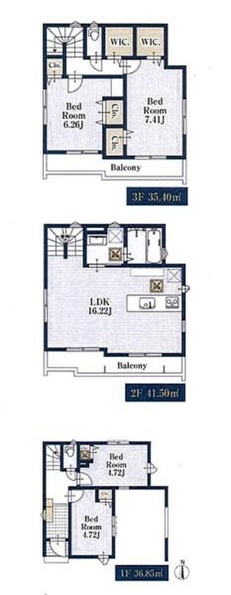 LDKは広々16帖超!家族のコミュニケーションのとりやすいリビングイン階段!ゆとりある6帖以上の居室が2部屋!雨風から愛車を守るビルドインガレージ!
