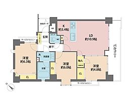 ライオンズマンション南浦和一ツ木公園 3LDKの間取図画像