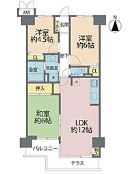朝日プラザ川口前川 3LDKの間取図画像