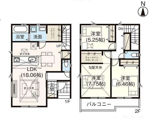 （1号棟）敷地面積30坪超！大容量WIC、2階ホール収納付き！駐車2台可能です（車種による）