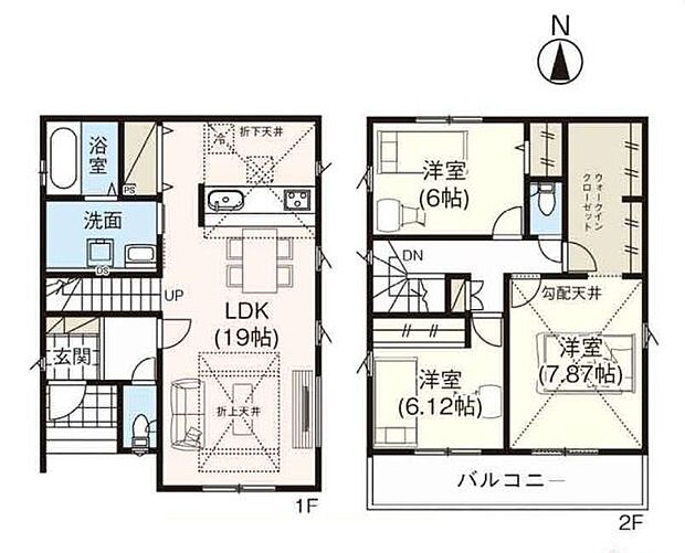 （2号棟）敷地面積31坪超！大容量WIC、2階ホール収納付き！駐車2台可能です（車種による）