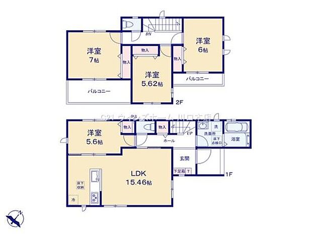 LDKは広々15帖超！バルコニー2面付き・採光良好です。