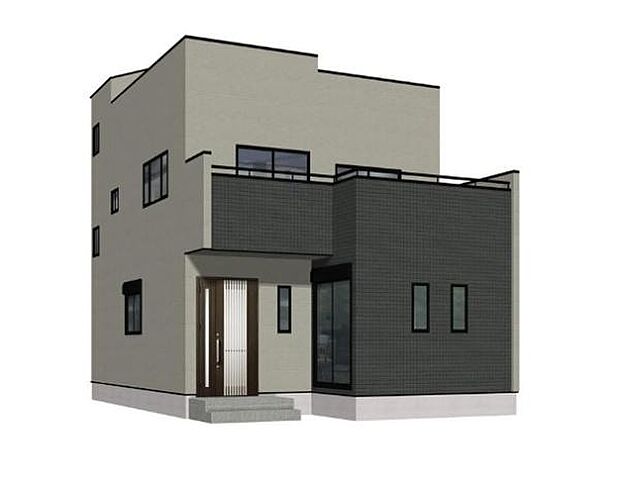 (外観パース)2026年10月完成予定!閑静な住宅街に佇む全1棟!LDK16帖の3SLDK!解放感あふれる屋上バルコニー付き。最新設備完備!