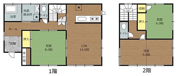 田野町乙中古住宅(3LDK)の間取り